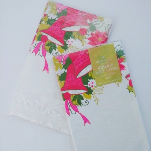 Vintage Hallmark Pink TABLE COVER, Plan A Party, Wedding Bells Tablecloth - Picture 1 of 1